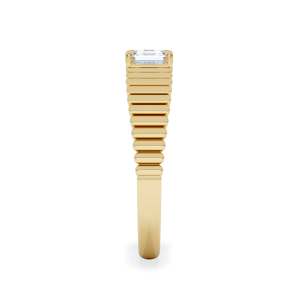 Flute 0.50ct Assher Cut Lab Grown Diamond Solitaire Ring 18K Yellow Gold