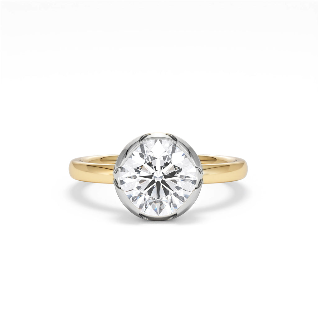 Muse 2.00ct Round Cut Lab Grown Solitaire Engagement Ring in 18K Yellow Gold