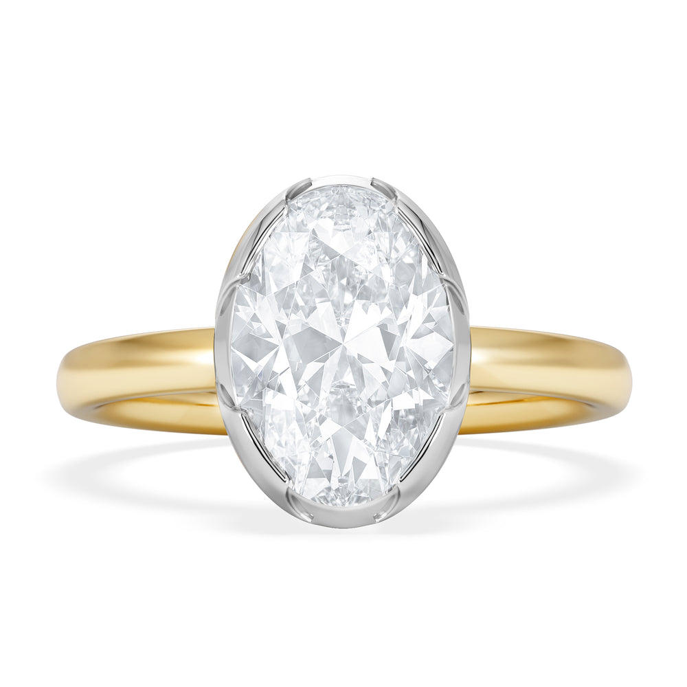 Muse 2.00ct Oval Cut Lab Grown Solitaire Engagement Ring in 18K Yellow Gold