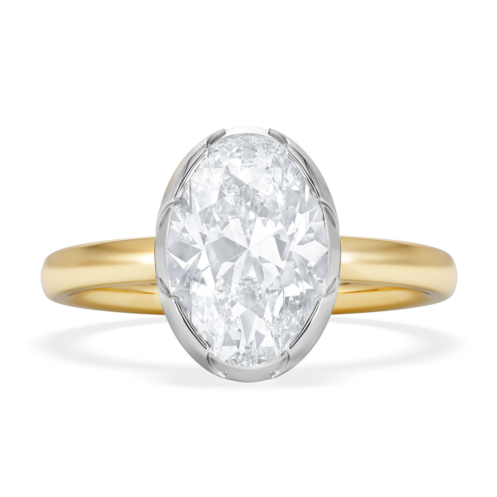 Muse 2.00ct Oval Cut Lab Grown Solitaire Engagement Ring in 18K Yellow Gold