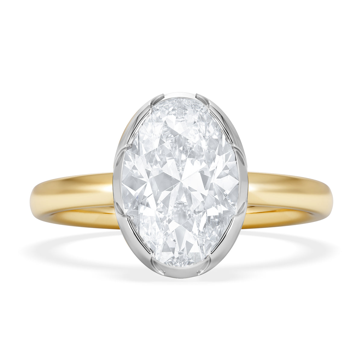Muse 2.00ct Oval Cut Lab Grown Solitaire Engagement Ring in 18K Yellow Gold