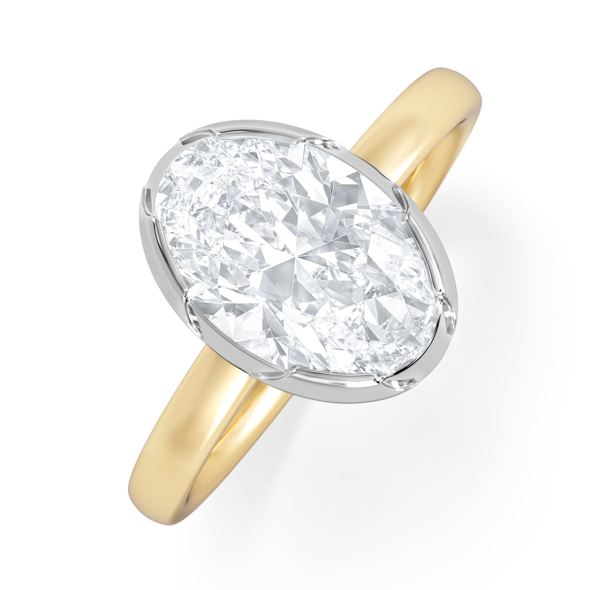 Muse 2.00ct Oval Cut Lab Grown Solitaire Engagement Ring in 18K Yellow Gold
