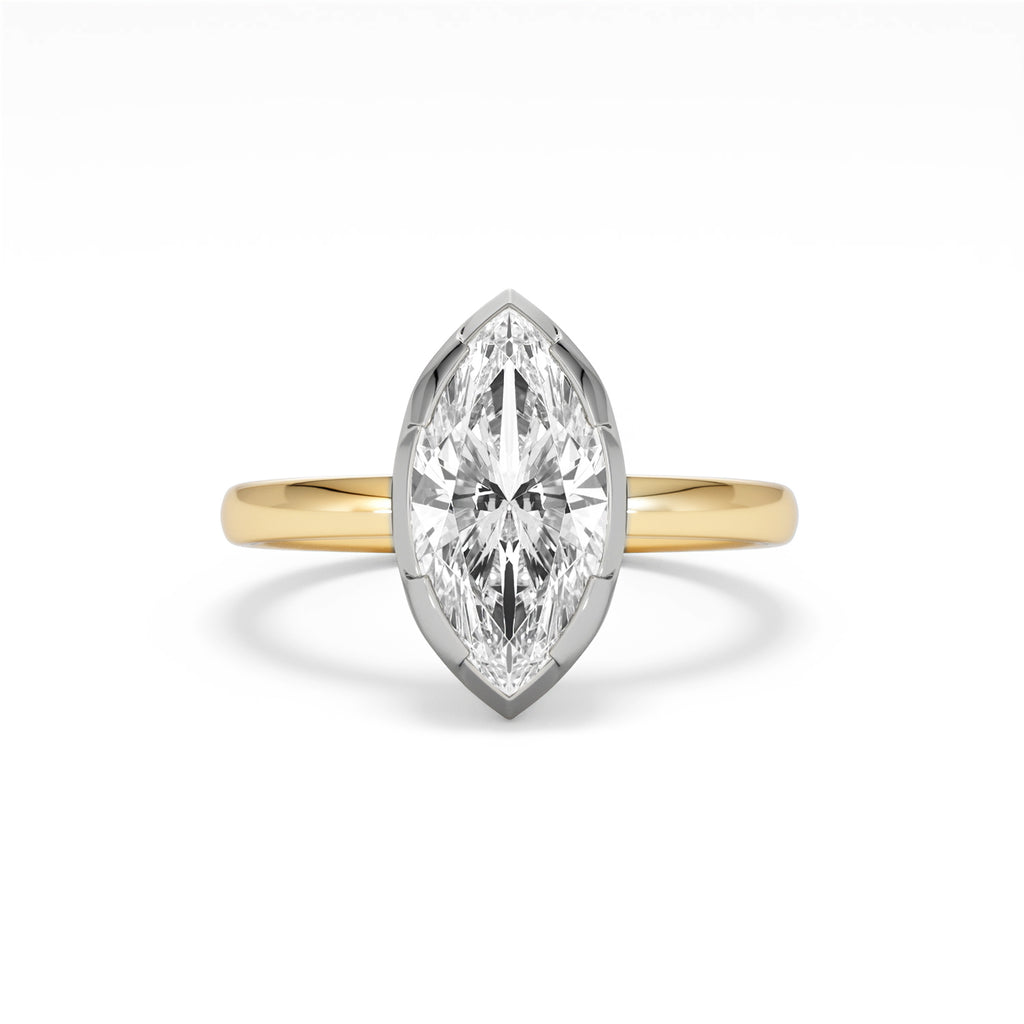 Muse 2.00ct Marquise Cut Lab Grown Solitaire Engagement Ring in 18K Yellow Gold