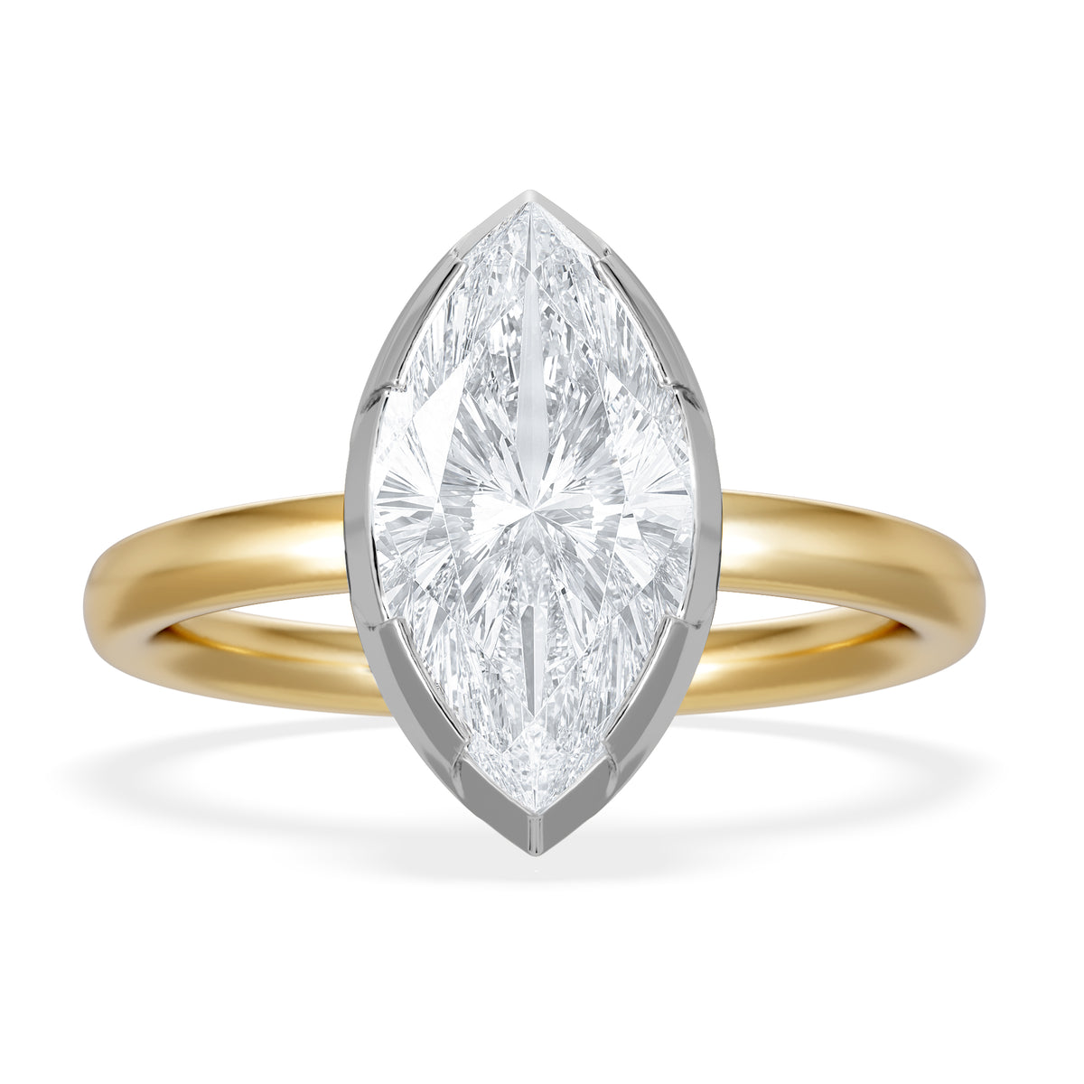 Muse 2.00ct Marquise Cut Lab Grown Solitaire Engagement Ring in 18K Yellow Gold