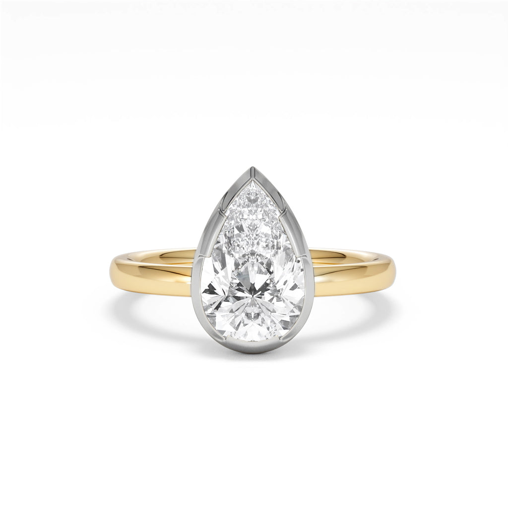 Muse 2.00ct Pear Cut Lab Grown Solitaire Engagement Ring in 18K Yellow Gold