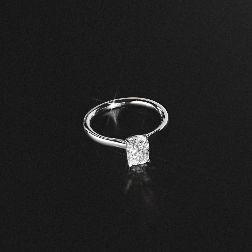Amora 1.00ct Elongated Cushion Cut Lab Diamond Solitaire Engagement Ring in 18K White Gold