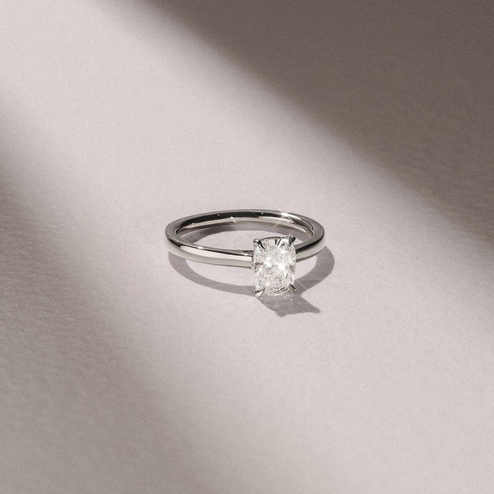 Amora 1.00ct Elongated Cushion Cut Lab Diamond Solitaire Engagement Ring in 18K White Gold