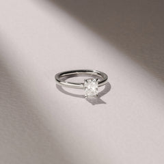 Amora 1.00ct Elongated Cushion Cut Lab Diamond Solitaire Engagement Ring in 18K White Gold