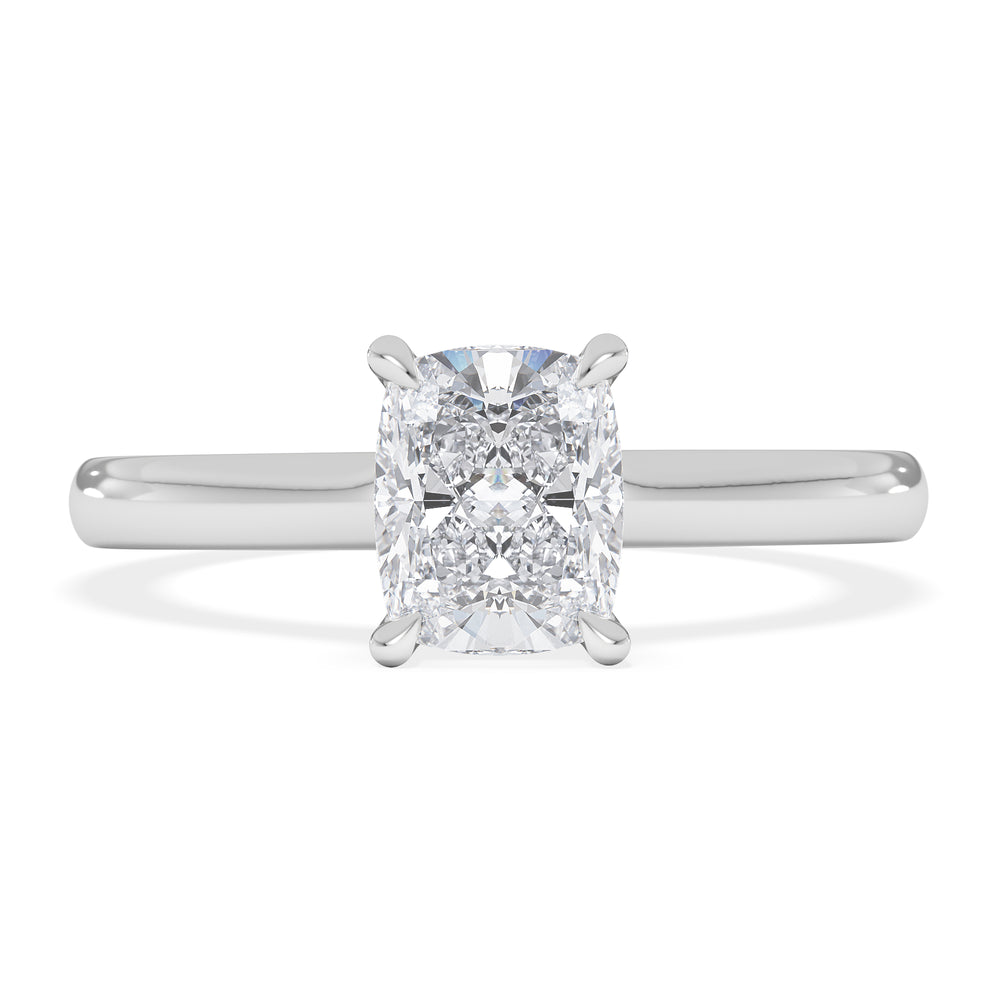 Amora 1.00ct Elongated Cushion Cut Lab Diamond Solitaire Engagement Ring in 18K White Gold
