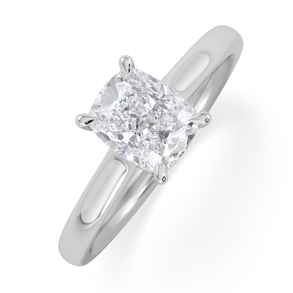 Amora 1.00ct Elongated Cushion Cut Lab Diamond Solitaire Engagement Ring in 18K White Gold