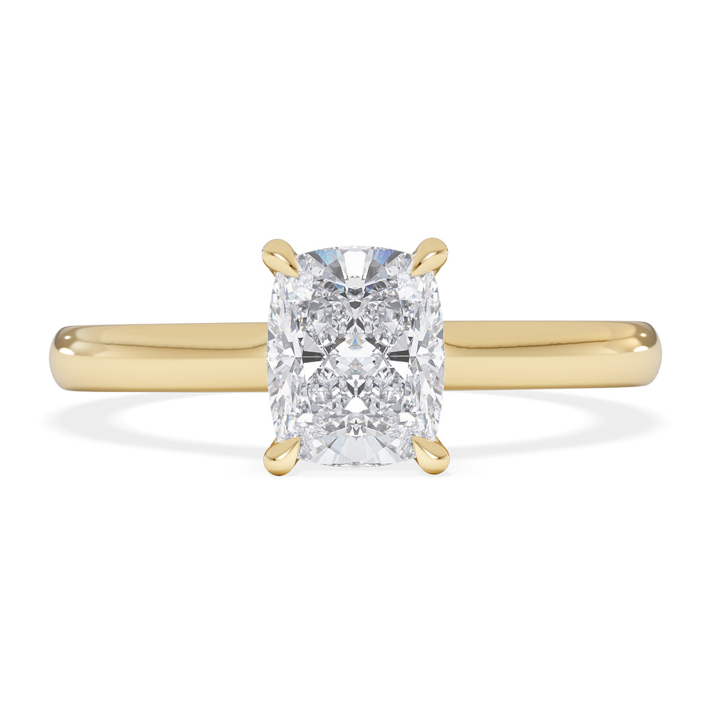 Amora 1.00ct Elongated Cushion Cut Lab Diamond Solitaire Engagement Ring in 18K Yellow Gold