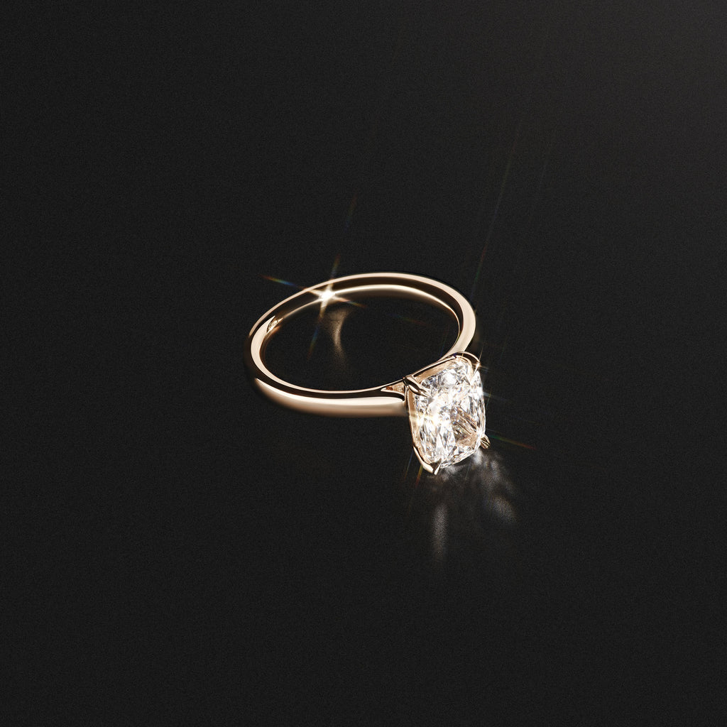 Amora 2.00ct Elongated Cushion Cut Lab Diamond Solitaire Engagement Ring in 18K Yellow Gold