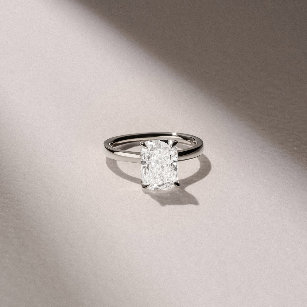 Amora 3.00ct Elongated Cushion Cut Lab Diamond Solitaire Engagement Ring in 18K White Gold
