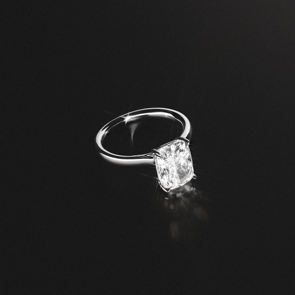 Amora 3.00ct Elongated Cushion Cut Lab Diamond Solitaire Engagement Ring in 18K White Gold
