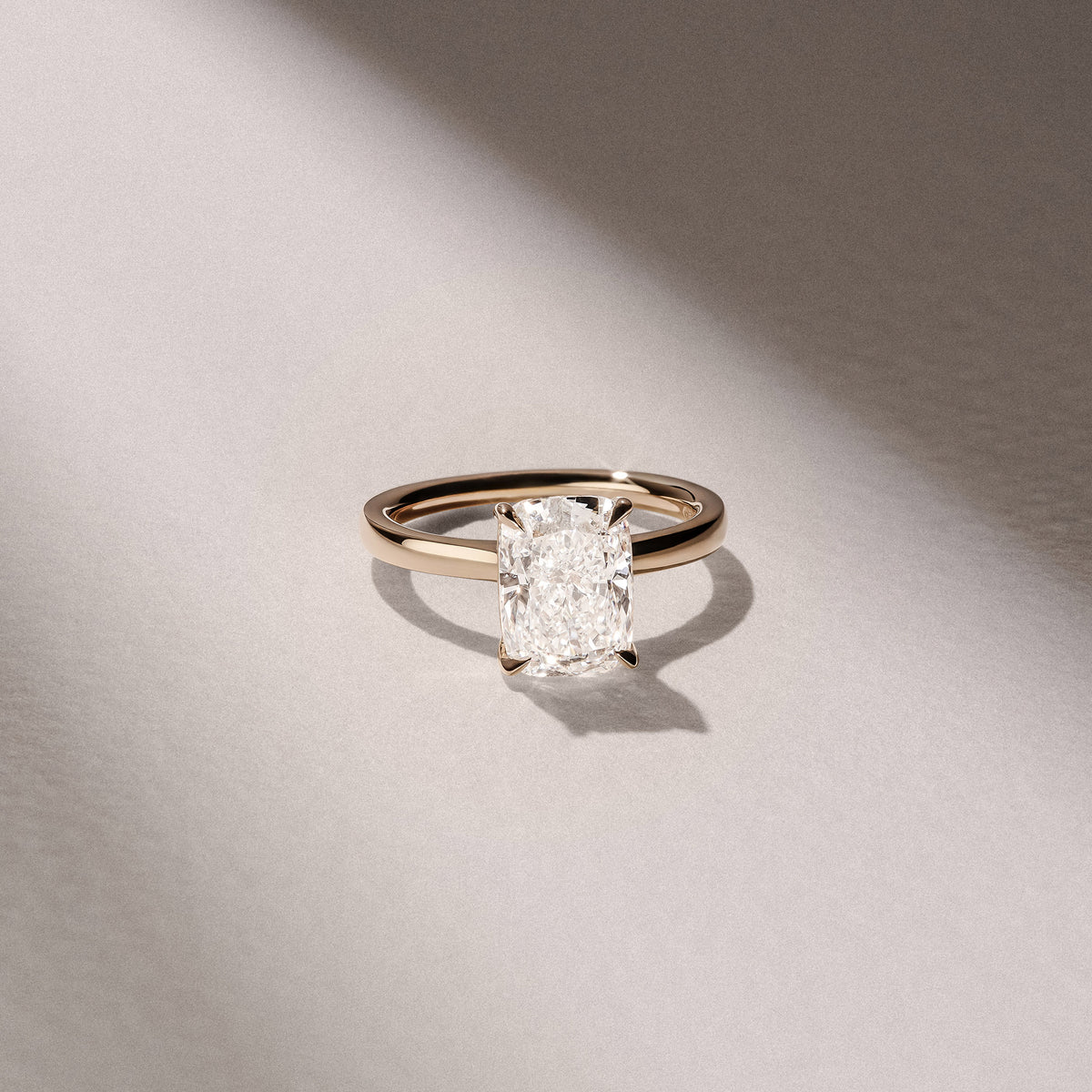 Amora 3.00ct Elongated Cushion Cut Lab Diamond Solitaire Engagement Ring in 18K Yellow Gold