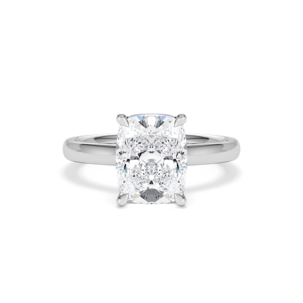 Amora 3.00ct Elongated Cushion Cut Lab Diamond Solitaire Engagement Ring in 18K White Gold