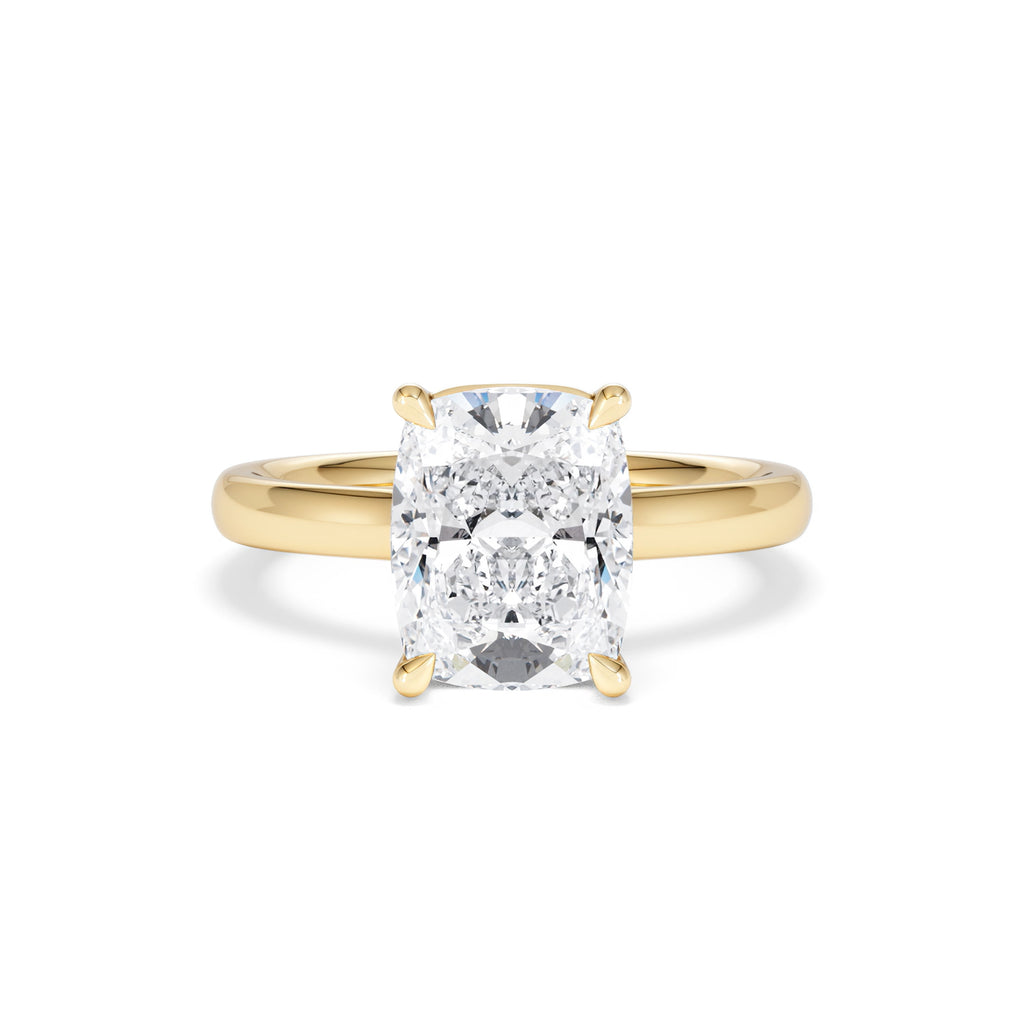 Amora 3.00ct Elongated Cushion Cut Lab Diamond Solitaire Engagement Ring in 18K Yellow Gold