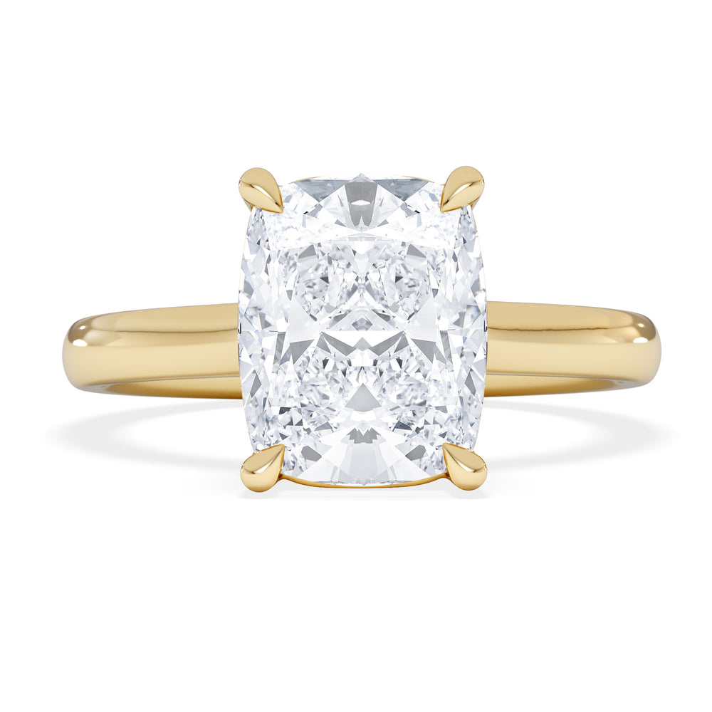 Amora 3.00ct Elongated Cushion Cut Lab Diamond Solitaire Engagement Ring in 18K Yellow Gold