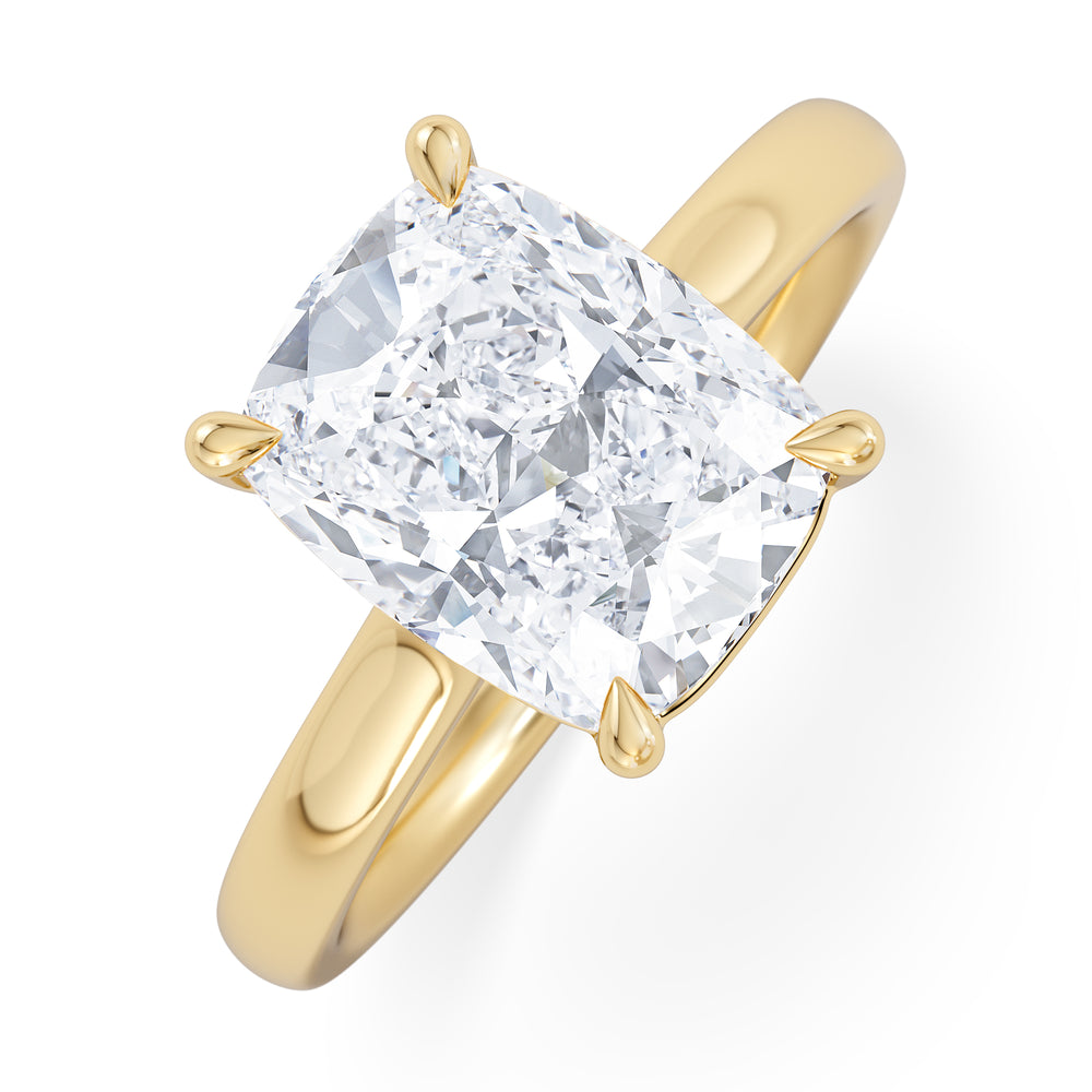 Amora 3.00ct Elongated Cushion Cut Lab Diamond Solitaire Engagement Ring in 18K Yellow Gold