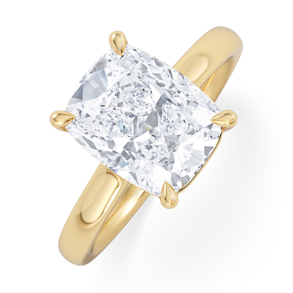 Amora 3.00ct Elongated Cushion Cut Lab Diamond Solitaire Engagement Ring in 18K Yellow Gold