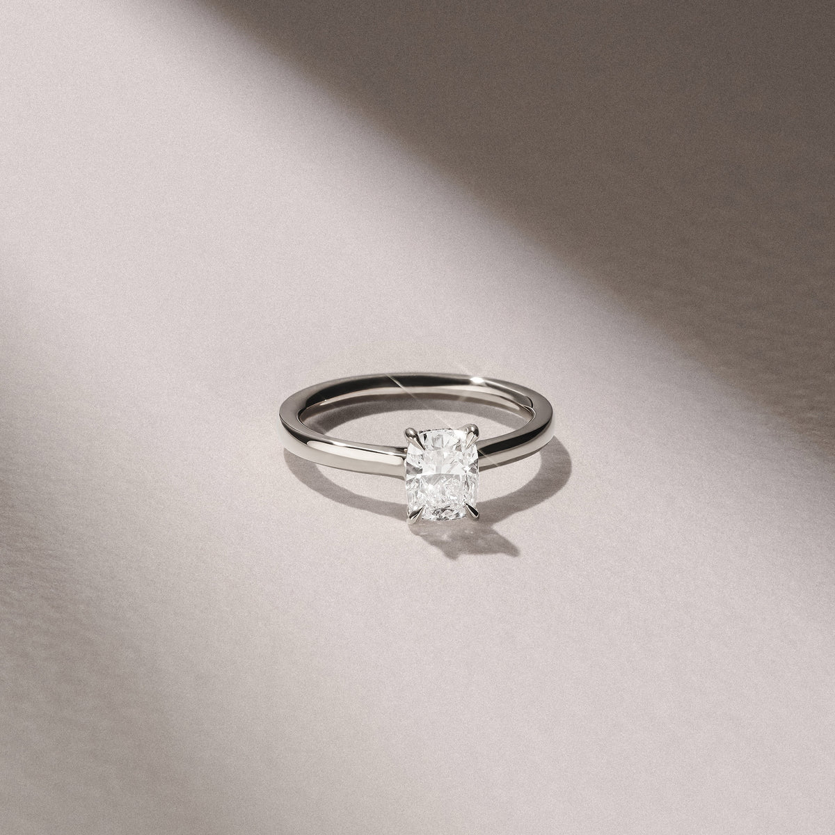 Amora 1.00ct Elongated Cushion Cut Lab Diamond Hidden Halo Solitaire Engagement Ring in 18K White Gold