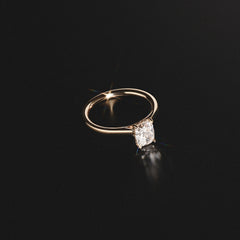 Amora 1.00ct Elongated Cushion Cut Lab Diamond Hidden Halo Solitaire Engagement Ring in 18K Yellow Gold