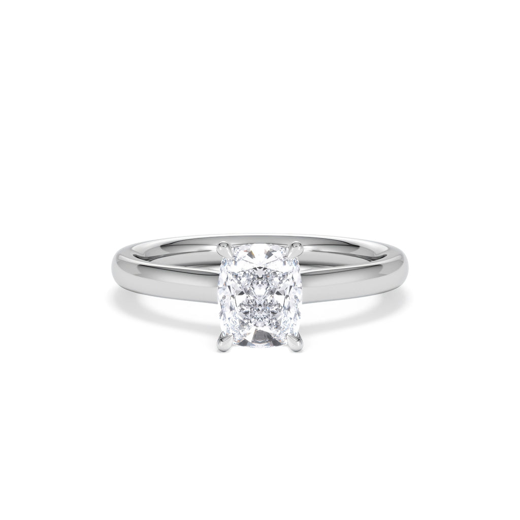Amora 1.00ct Elongated Cushion Cut Lab Diamond Hidden Halo Solitaire Engagement Ring in 18K White Gold