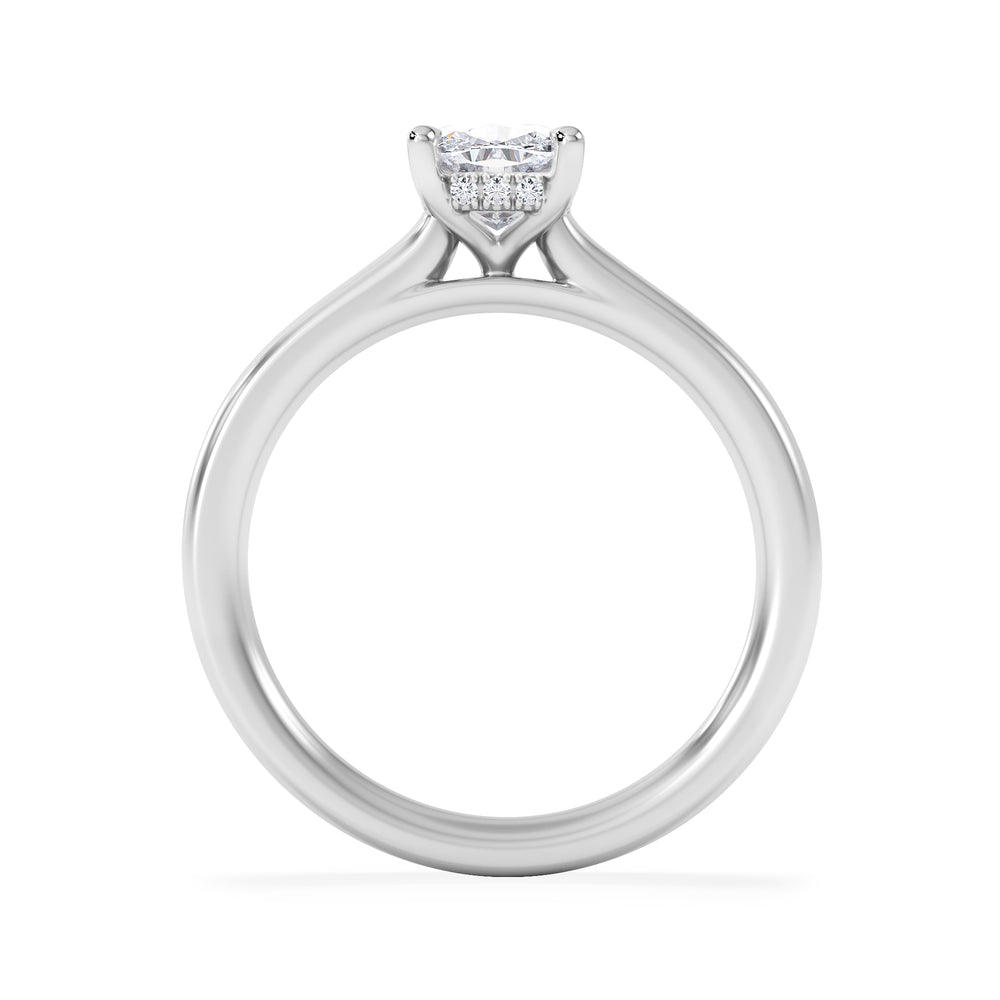 Amora 1.00ct Elongated Cushion Cut Lab Diamond Hidden Halo Solitaire Engagement Ring in 18K White Gold