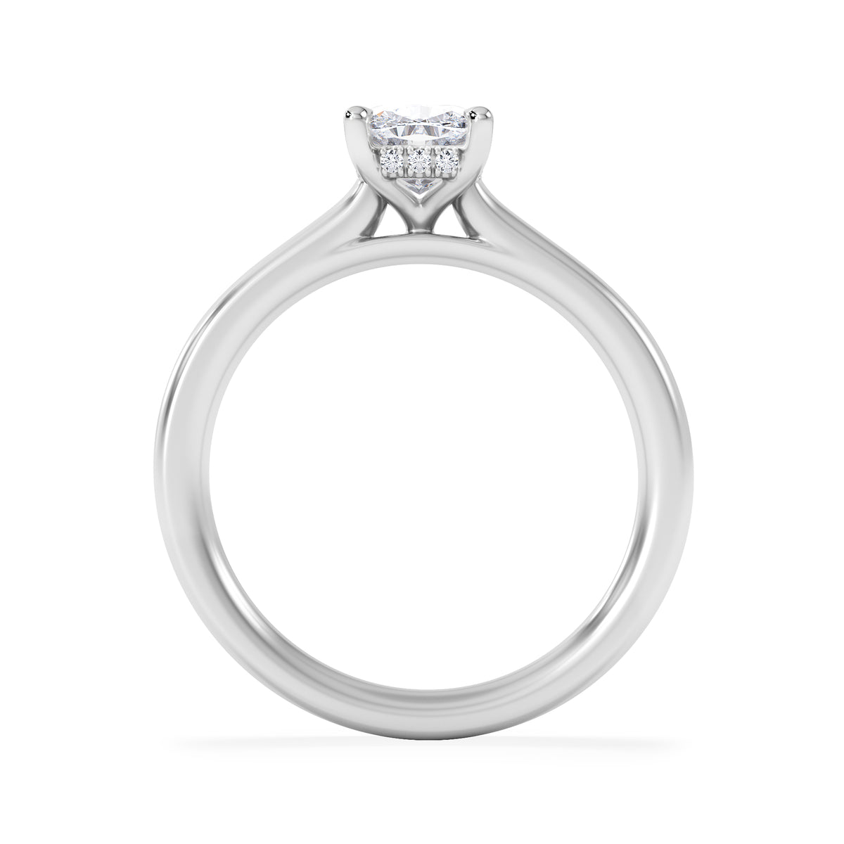 Amora 1.00ct Elongated Cushion Cut Lab Diamond Hidden Halo Solitaire Engagement Ring in 18K White Gold