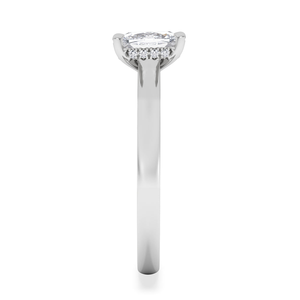 Amora 1.00ct Elongated Cushion Cut Lab Diamond Hidden Halo Solitaire Engagement Ring in Platinum