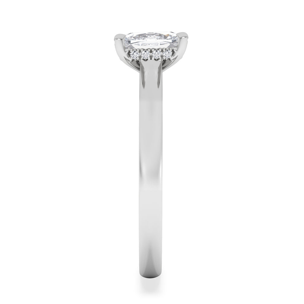 Amora 1.00ct Elongated Cushion Cut Lab Diamond Hidden Halo Solitaire Engagement Ring in Platinum