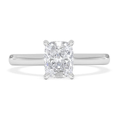 Amora 1.00ct Elongated Cushion Cut Lab Diamond Hidden Halo Solitaire Engagement Ring in 18K White Gold