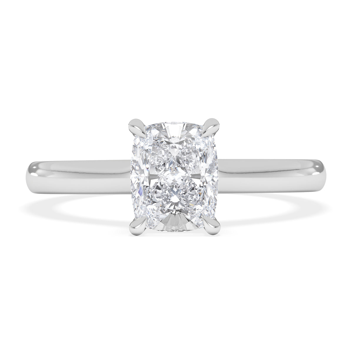 Amora 1.00ct Elongated Cushion Cut Lab Diamond Hidden Halo Solitaire Engagement Ring in 18K White Gold