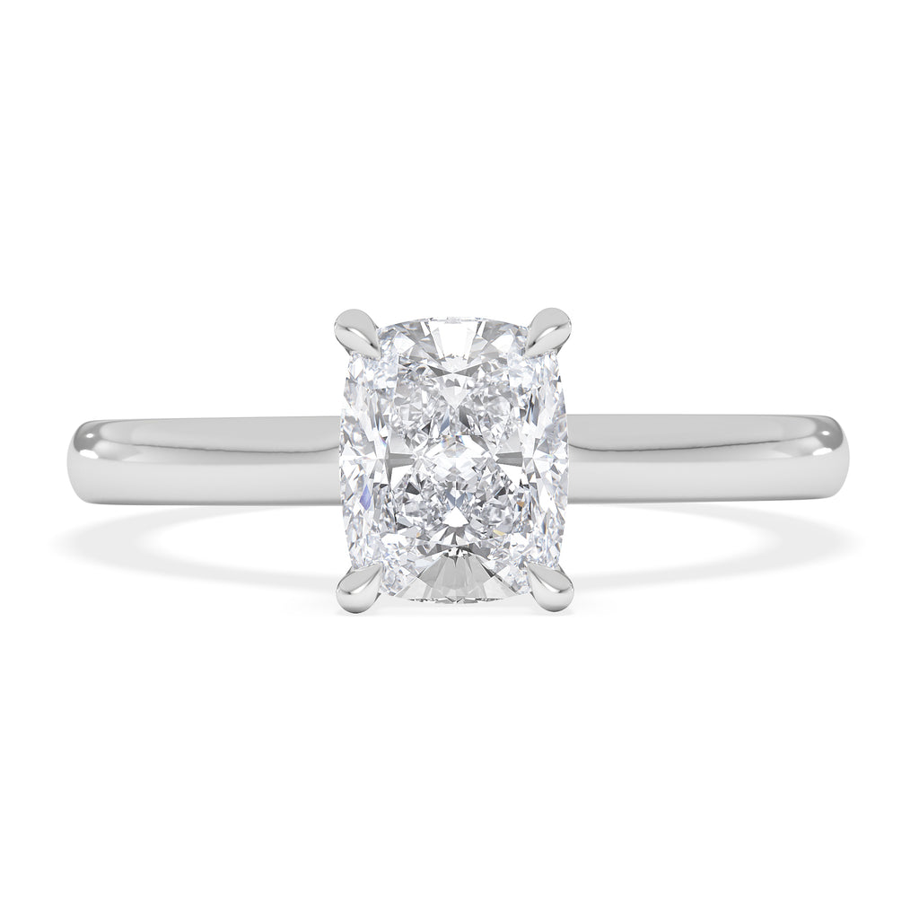 Amora 1.00ct Elongated Cushion Cut Lab Diamond Hidden Halo Solitaire Engagement Ring in Platinum