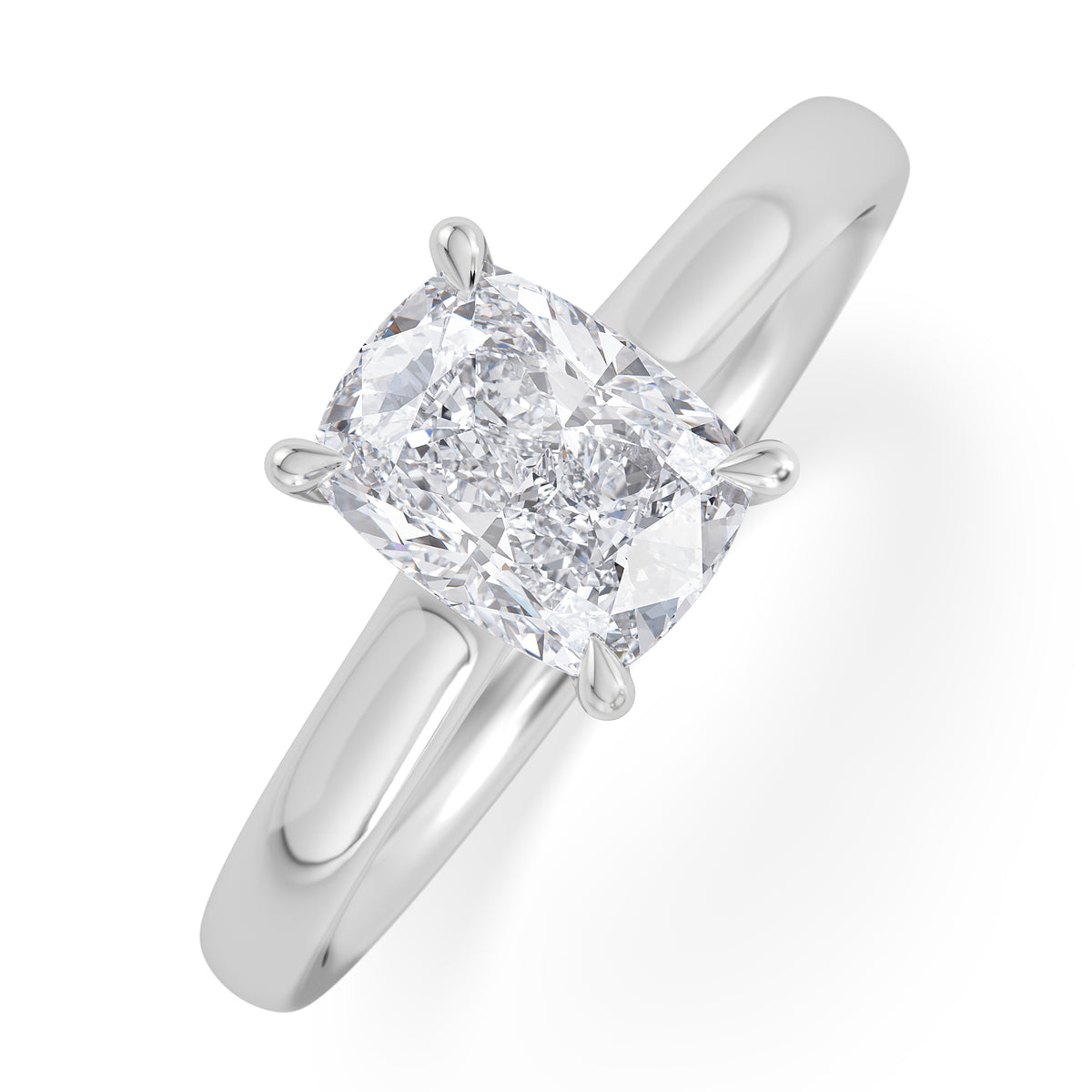 Amora 1.00ct Elongated Cushion Cut Lab Diamond Hidden Halo Solitaire Engagement Ring in 18K White Gold