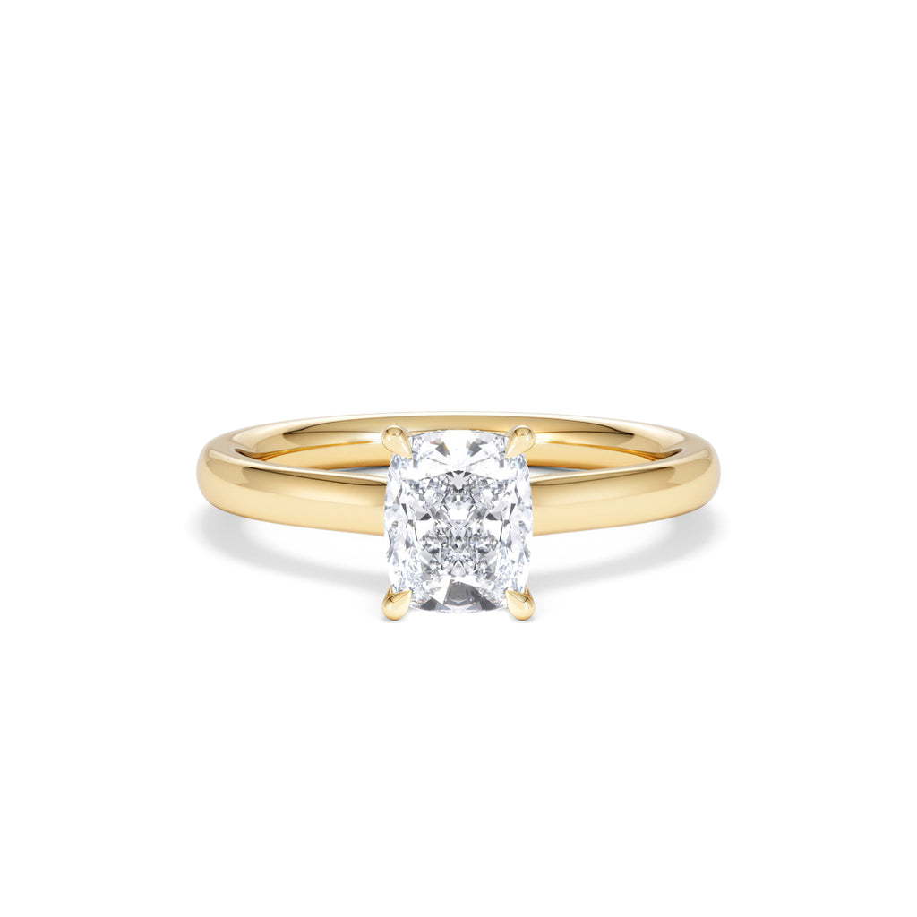 Amora 1.00ct Elongated Cushion Cut Lab Diamond Hidden Halo Solitaire Engagement Ring in 18K Yellow Gold