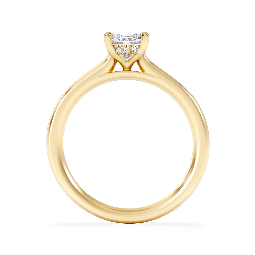 Amora 1.00ct Elongated Cushion Cut Lab Diamond Hidden Halo Solitaire Engagement Ring in 18K Yellow Gold