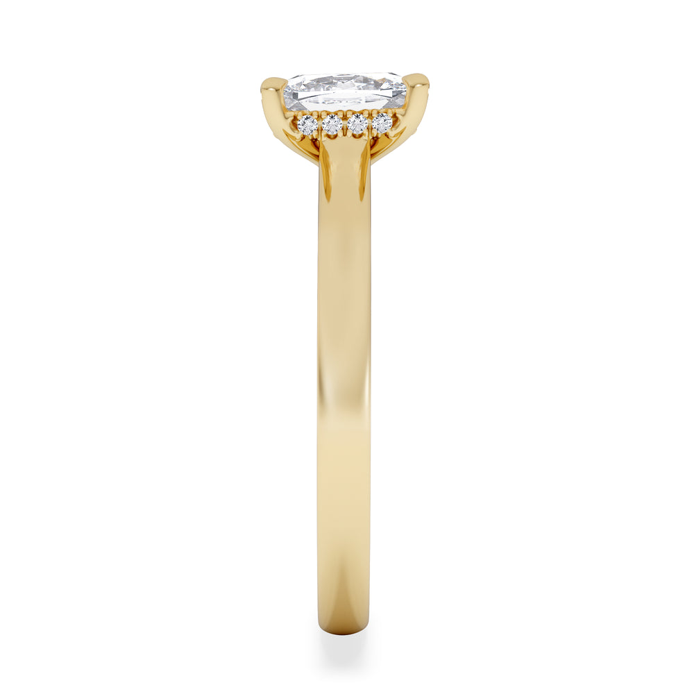 Amora 1.00ct Elongated Cushion Cut Lab Diamond Hidden Halo Solitaire Engagement Ring in 18K Yellow Gold