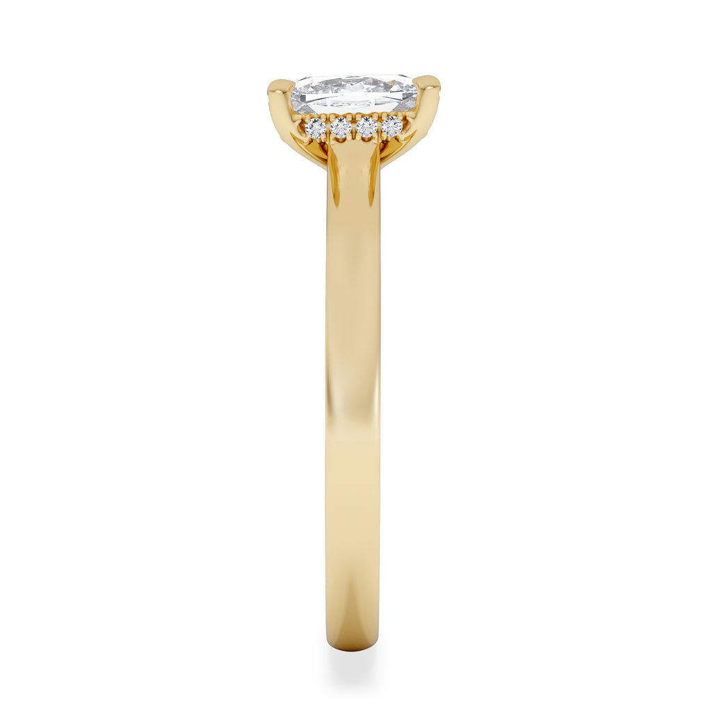Amora 1.00ct Elongated Cushion Cut Lab Diamond Hidden Halo Solitaire Engagement Ring in 18K Yellow Gold