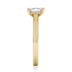 Amora 1.00ct Elongated Cushion Cut Lab Diamond Hidden Halo Solitaire Engagement Ring in 18K Yellow Gold