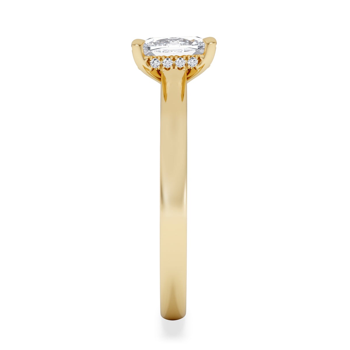 Amora 1.00ct Elongated Cushion Cut Lab Diamond Hidden Halo Solitaire Engagement Ring in 18K Yellow Gold