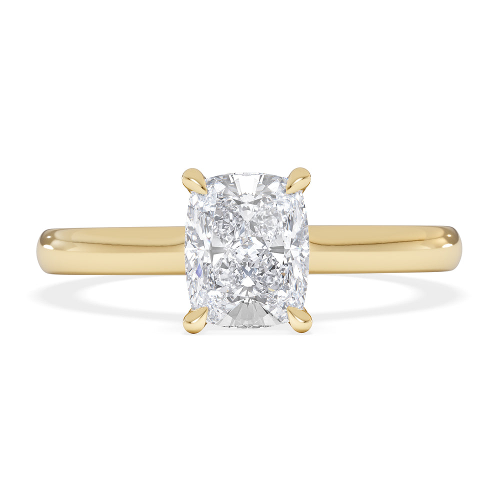 Amora 1.00ct Elongated Cushion Cut Lab Diamond Hidden Halo Solitaire Engagement Ring in 18K Yellow Gold