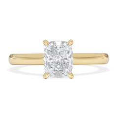 Amora 1.00ct Elongated Cushion Cut Lab Diamond Hidden Halo Solitaire Engagement Ring in 18K Yellow Gold