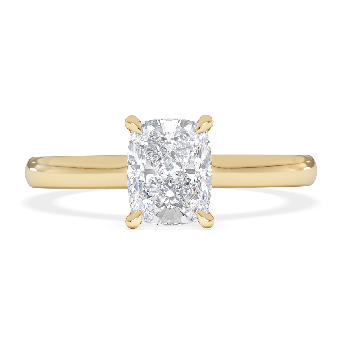 Amora 1.00ct Elongated Cushion Cut Lab Diamond Hidden Halo Solitaire Engagement Ring in 18K Yellow Gold