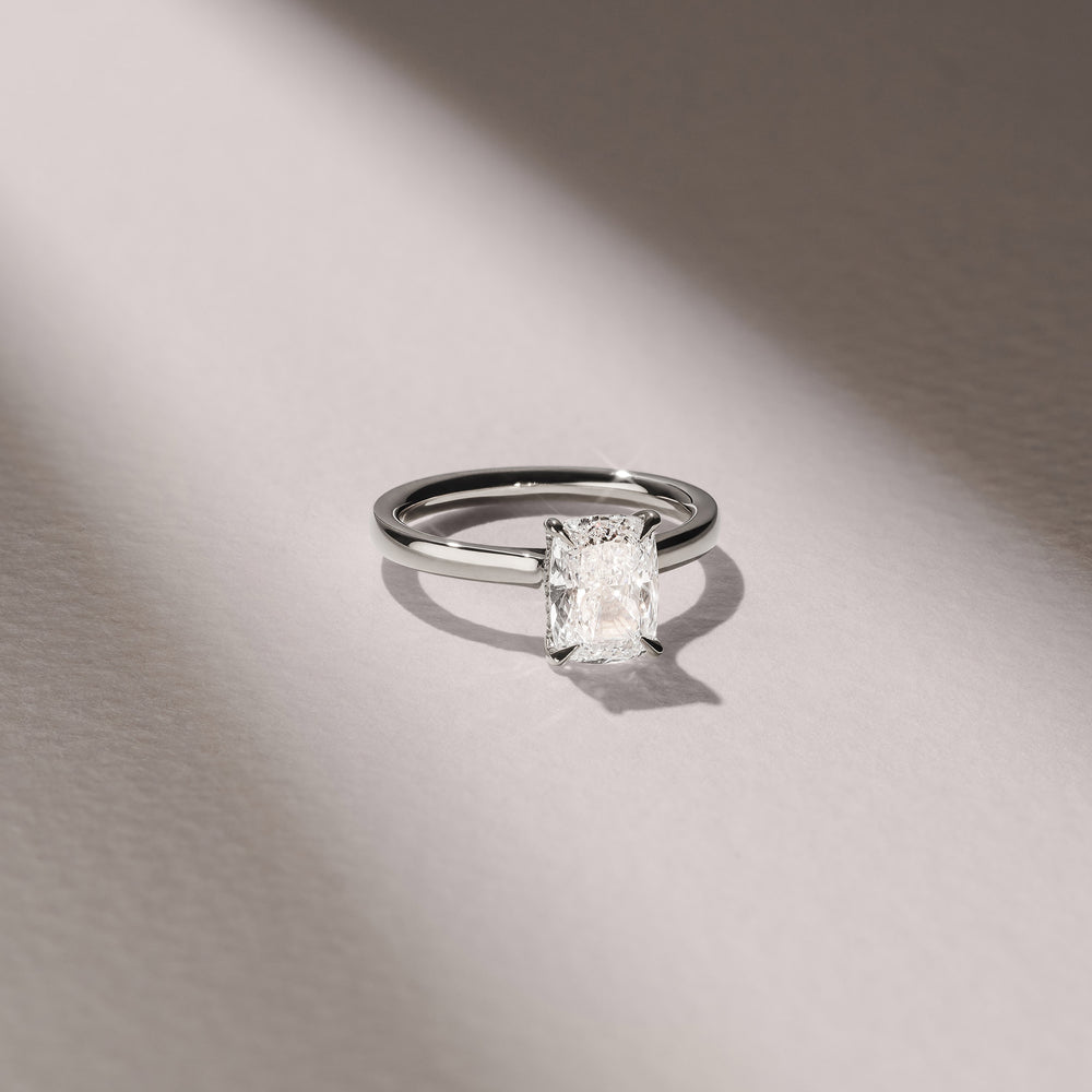 Amora 2.00ct Elongated Cushion Cut Lab Diamond Hidden Halo Solitaire Engagement Ring in 18K White Gold