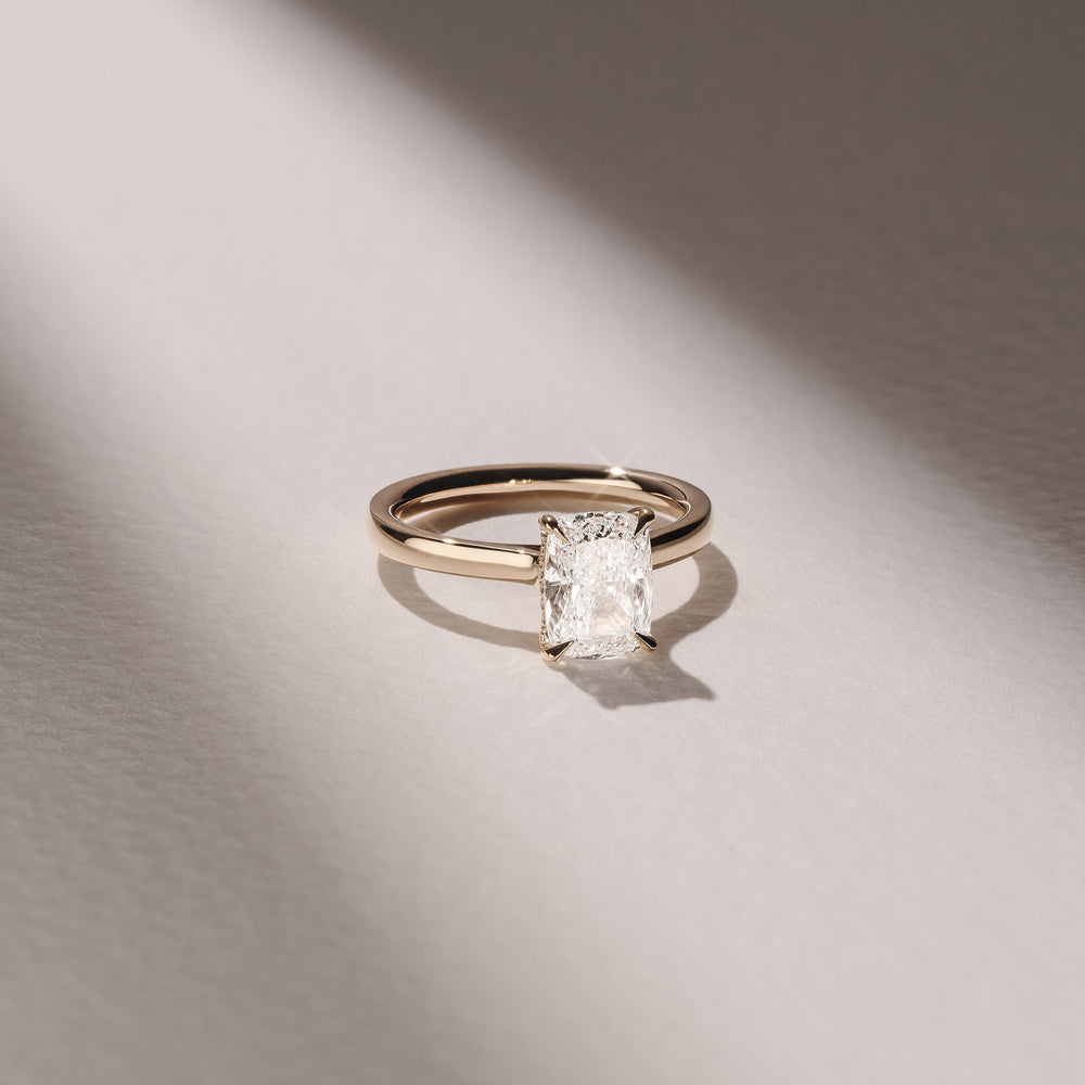 Amora 2.00ct Elongated Cushion Cut Lab Diamond Hidden Halo Solitaire Engagement Ring in 18K Yellow Gold