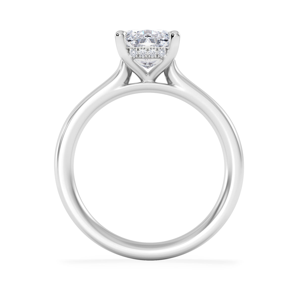 Amora 2.00ct Elongated Cushion Cut Lab Diamond Hidden Halo Solitaire Engagement Ring in 18K White Gold