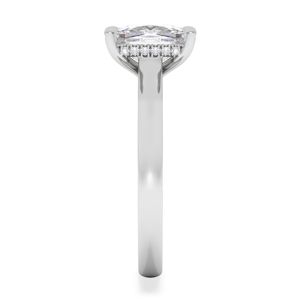 Amora 2.00ct Elongated Cushion Cut Lab Diamond Hidden Halo Solitaire Engagement Ring in 18K White Gold