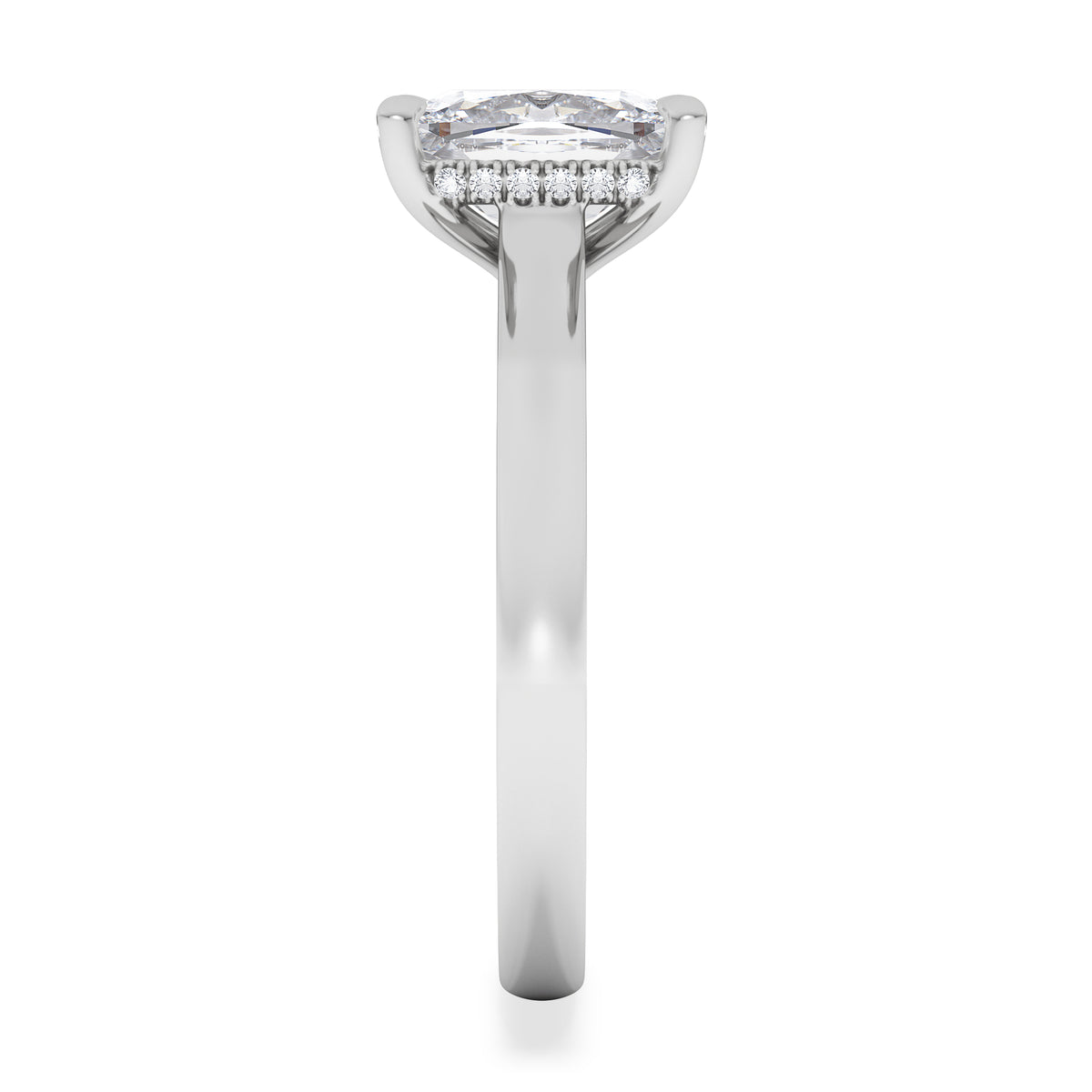 Amora 2.00ct Elongated Cushion Cut Lab Diamond Hidden Halo Solitaire Engagement Ring in 18K White Gold