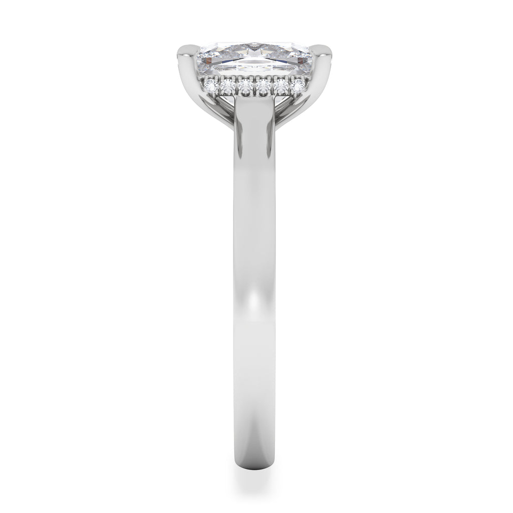 Amora 2.00ct Elongated Cushion Cut Lab Diamond Hidden Halo Solitaire Engagement Ring in Platinum